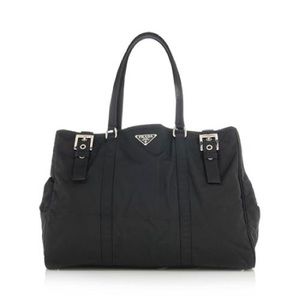 Vintage Prada nylon tote bag handbag with buckle details